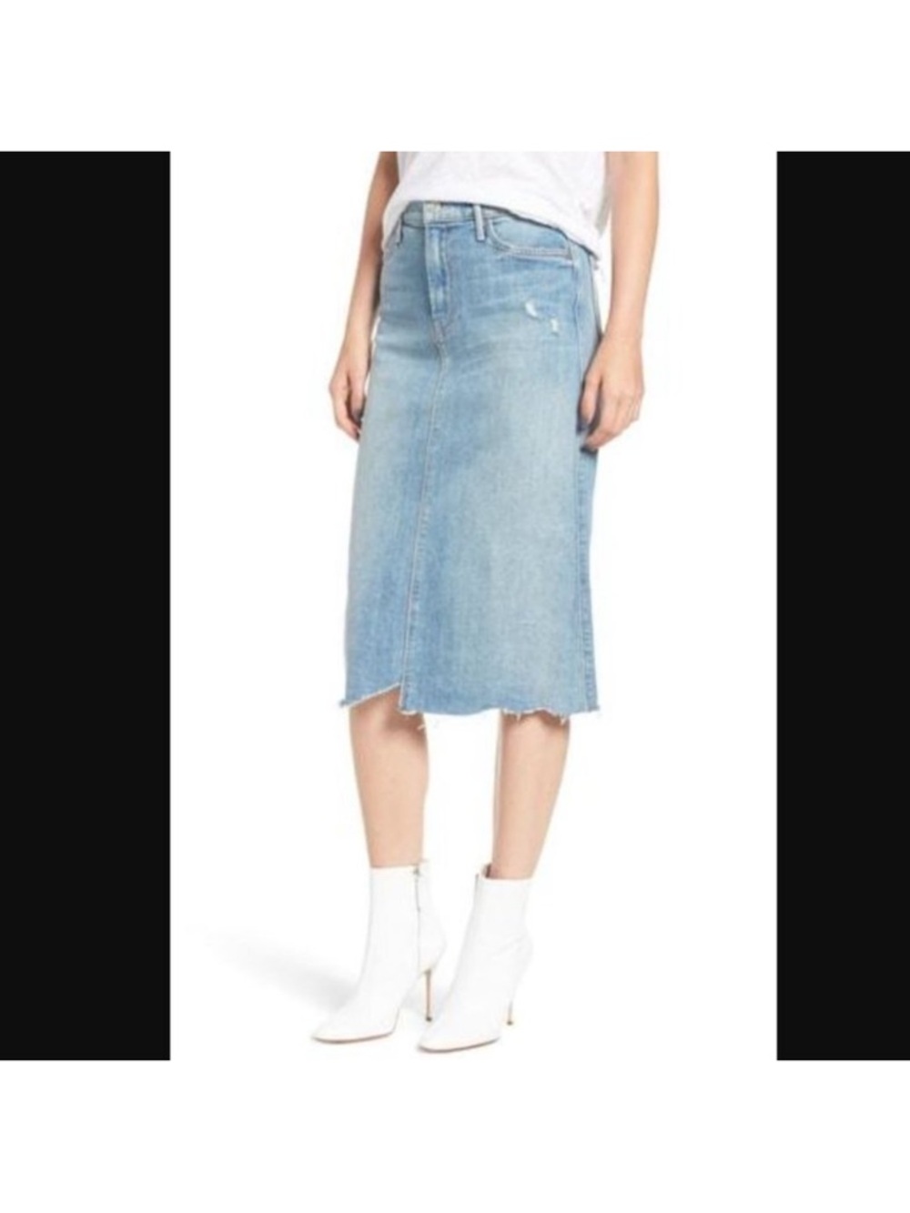 MOTHER Light Blue Denim Midi